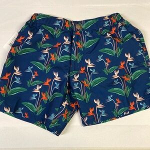 Mossman Australia Tailored Swim Shorts Paradiso Floral Blue Size Small NWT